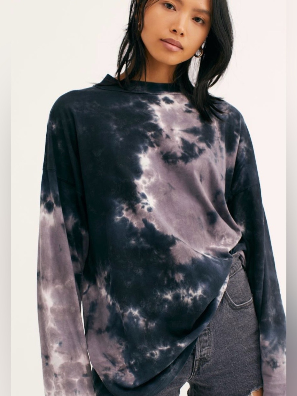 Free People We The Free Be Free Tie Dye Mock Neck Tee Top S